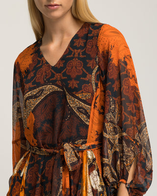 Vestido estampado naranja Varena