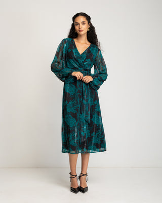 Vestido midi verde esmeralda Liria
