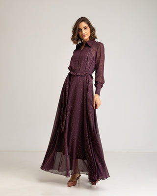 Vestido camisero berenjena Tessala