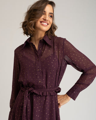 Vestido camisero berenjena Tessala