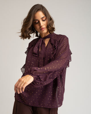 Blusa lencera berenjena Tessala