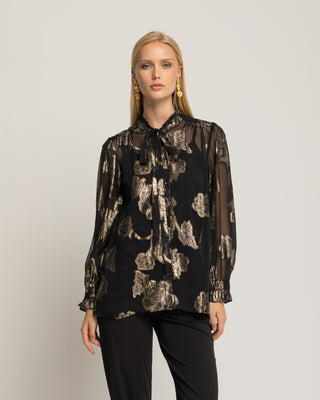 Blusa de gasa negra Senia