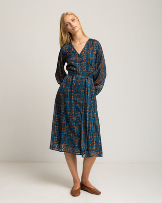 Vestido azul estampado flores Junia