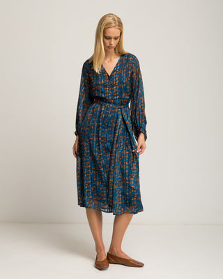 Vestido azul estampado flores Junia