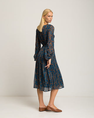 Vestido azul estampado flores Junia