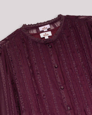 Blusa entredoses burdeos Lyria