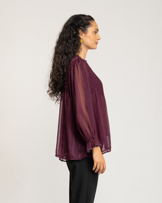 Blusa entredoses burdeos Lyria
