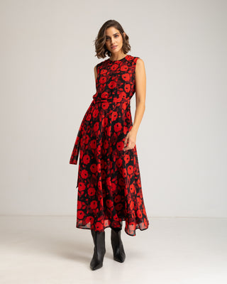 Vestido rojo largo sin mangas Milena