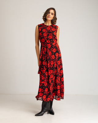 Vestido rojo largo sin mangas Milena