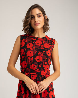 Vestido rojo largo sin mangas Milena