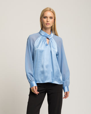 Blusa satinada azul Marmara
