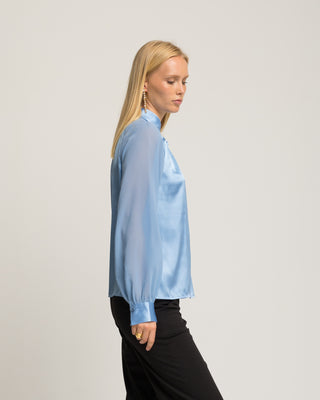 Blusa satinada azul Marmara
