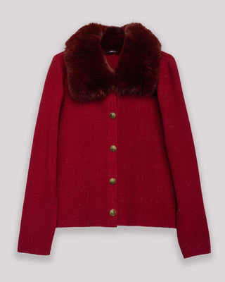 Chaqueta granate cuello pelo Celina