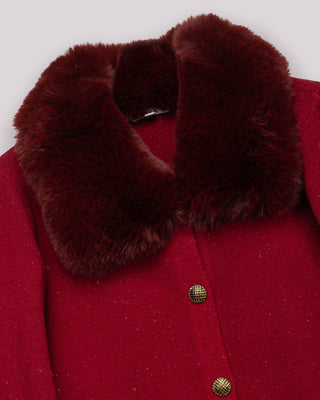 Chaqueta granate cuello pelo Celina