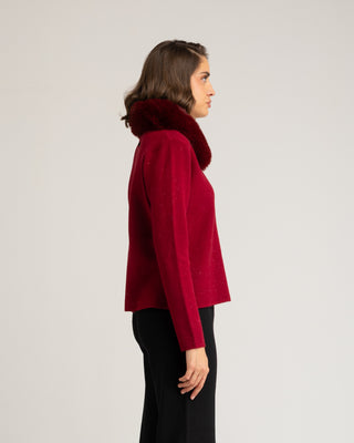 Chaqueta granate cuello pelo Celina