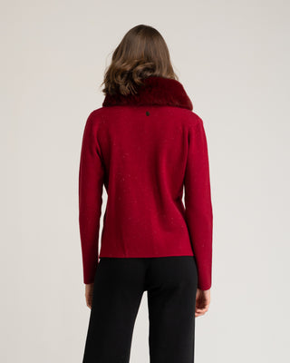 Chaqueta granate cuello pelo Celina