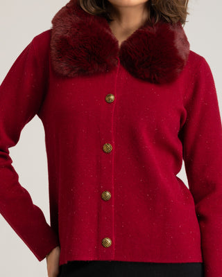 Chaqueta granate cuello pelo Celina