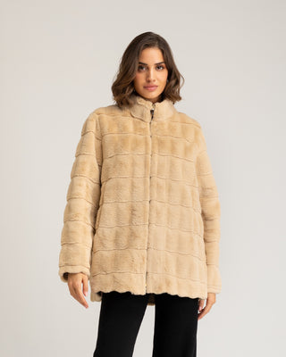 Chaqueta pelo sintético beige Celestia
