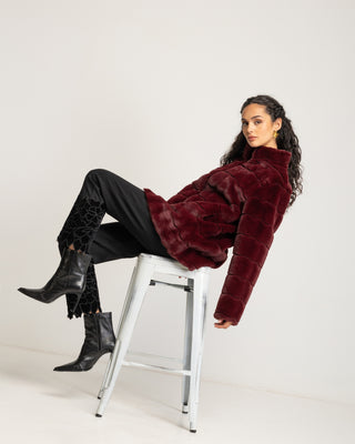 Chaqueta de pelo sintético granate Celestia