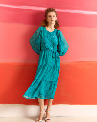 Vestido Midi Manga Abullonada Lira