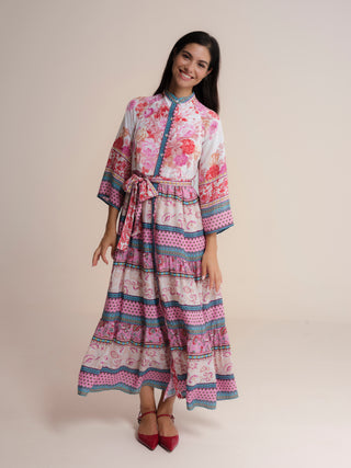 Vestido largo con cuello redondo