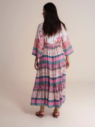 Vestido largo con cuello redondo