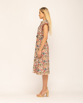 Vestido midi con cuello solapa y escote pico