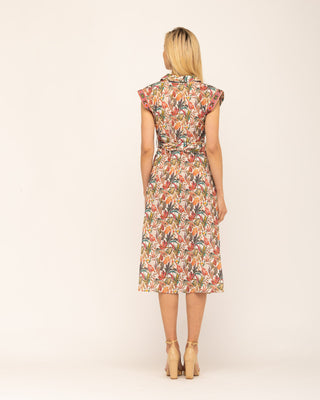 Vestido midi con cuello solapa y escote pico