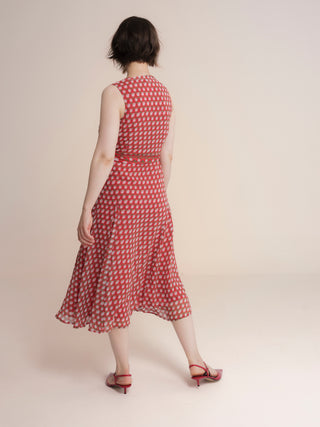 Vestido midi con cuello redondo y escote pico