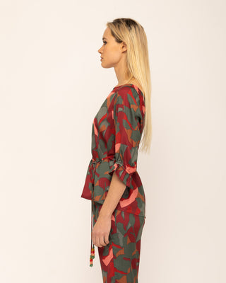 Blusa con cuello barco estampado Rinik