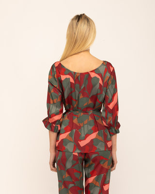 Blusa con cuello barco estampado Rinik