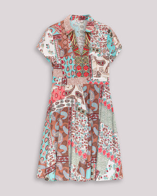 Vestido corto con cuello solapa y escote pico
