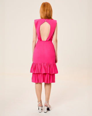 Vestido midi Mai con escote redondo y volantes