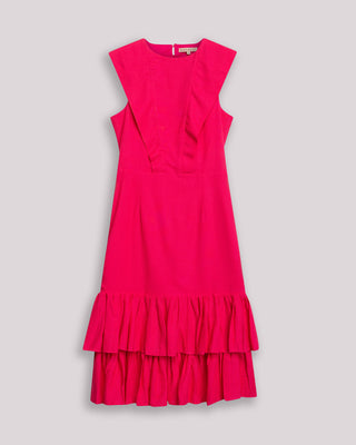 Vestido midi Mai con escote redondo y volantes