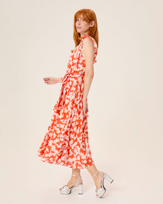 Vestido midi Zia estampado con lazada