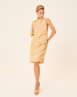 Vestido corto Dune estampado asimétrico con manga larga