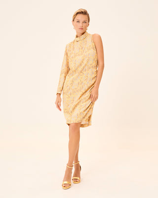 Vestido corto Dune estampado asimétrico con manga larga