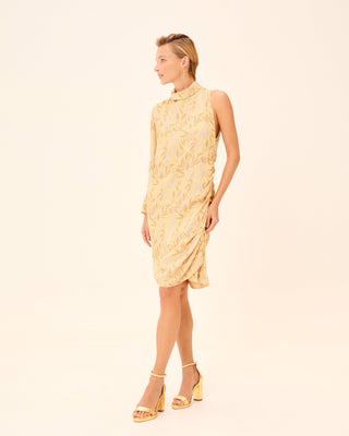 Vestido corto Dune estampado asimétrico con manga larga