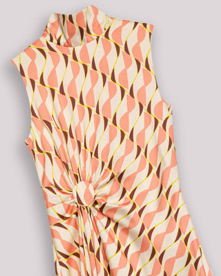 Vestido midi Ondine asimétrico con cuello alto y lazo