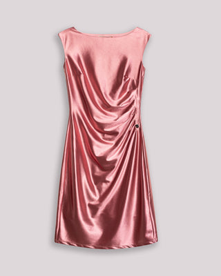 Vestido corto Elle metalizado con drapeado en cintura