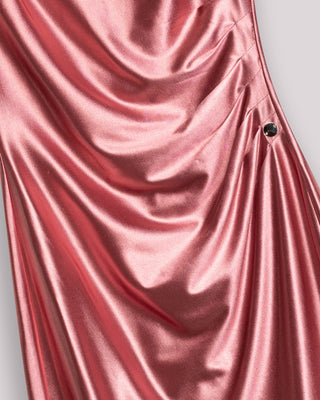 Vestido corto Elle metalizado con drapeado en cintura