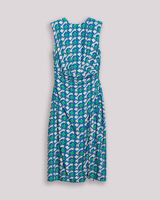 Vestido midi Eda estampado con escote redondo y hombreras
