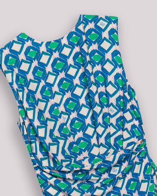 Vestido midi Eda estampado con escote redondo y hombreras