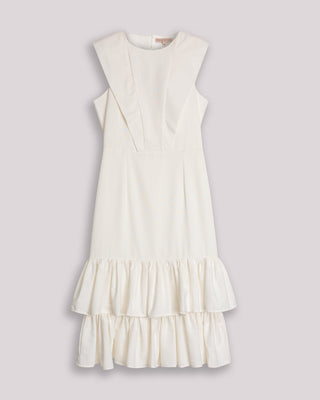 Vestido midi Mai con escote redondo y volantes