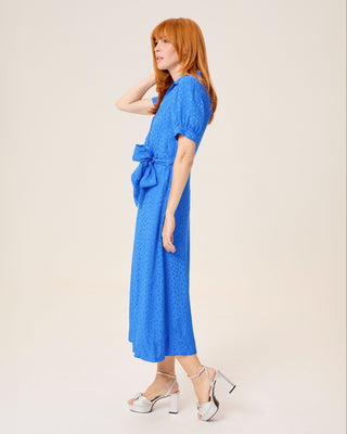 Vestido midi Dijon cruzado con cuello camisero y lazo