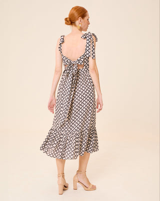 Vestido midi Tropez estampado con volante en bajo y escote corazón