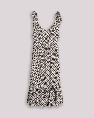 Vestido midi Tropez estampado con volante en bajo y escote corazón