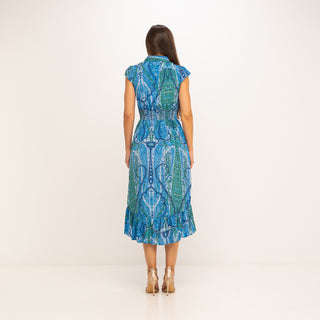 Vestido midi estampado con flecos
