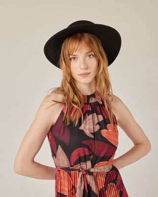 Vestido largo plisado sin mangas