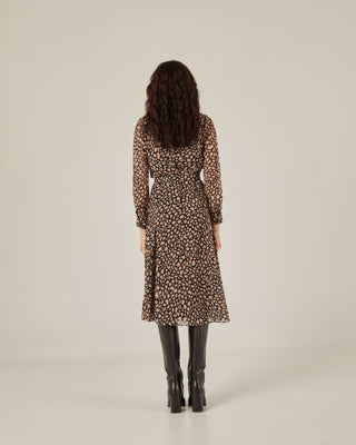 Vestido midi camisero con volante